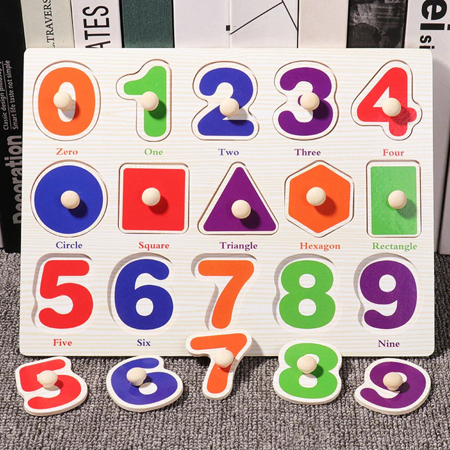 Montessori Wooden Hand Grab Boards Baby Educational Cartoon Vehicle Animals Fruits 3D Puzzles Kids Early Education Toys TMZ