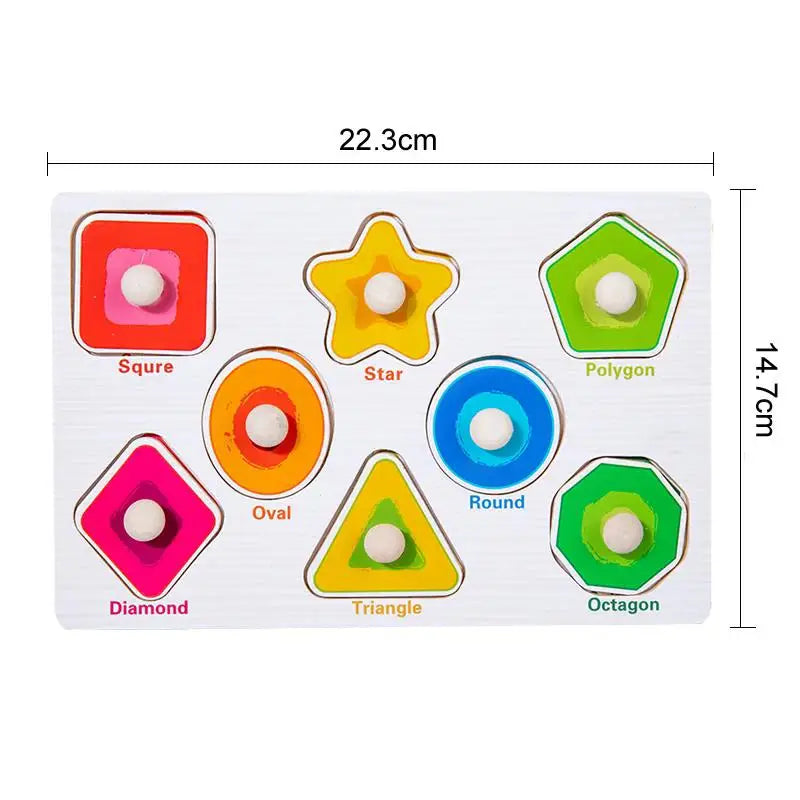 ﻿Montessori Wooden Hand Grab Boards Baby Educational Cartoon Vehicle Animals Fruits 3D Puzzles Kids Early Education Toys TMZ﻿