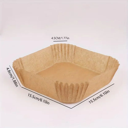 50/100PCS Air Fryer Special Paper Tray Household High Temperature Resistant Oil Absorbing Paper Pad Square Baking Paper Kitchen
