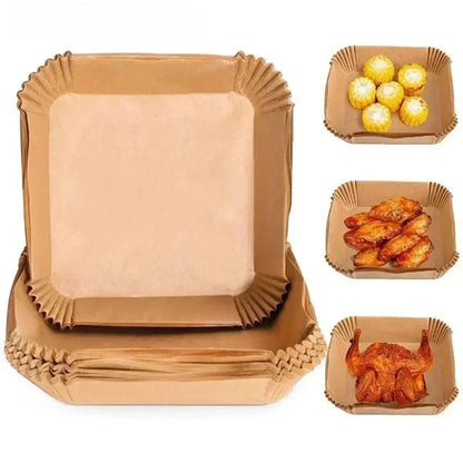 50/100PCS Air Fryer Special Paper Tray Household High Temperature Resistant Oil Absorbing Paper Pad Square Baking Paper Kitchen