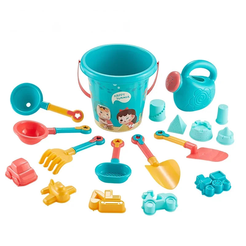 18PCS Beach Toy Set for Kids – Sand Bucket & Outdoor Water Play Tools for Seaside Fun