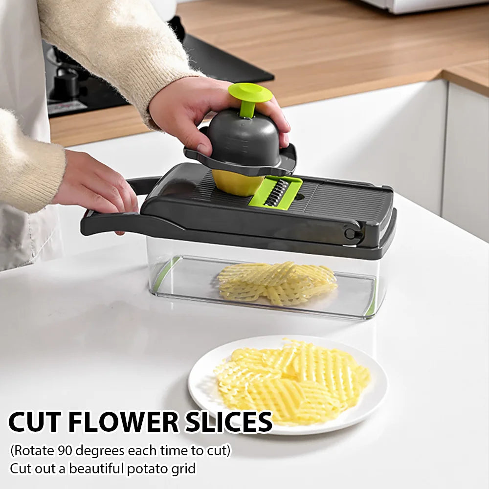 16IN1 Multifunctional Vegetable Chopper Handle Food Grater Dicer Vegetable Slicer Egg Liquid Separator Peeler Kitchen Gadgets