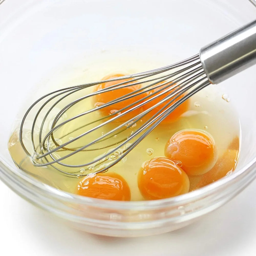 LMETJMA 8" 10" 12" Egg Whisk Stainless Steel Egg Whisk Kitchen Wire Balloon Whisk Milk Egg Beater Egg Mixing Mixer Tools KC0231