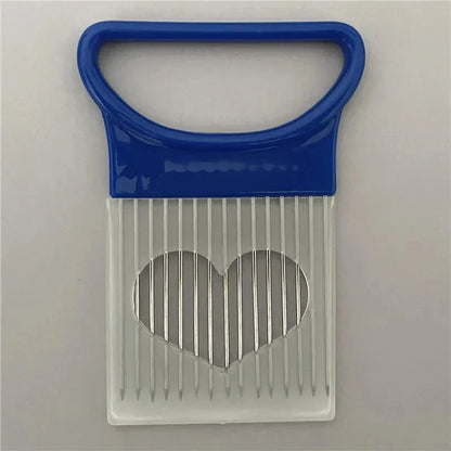 Stainless Steel Onion Cutter Holder Food Slicers Assistant Tomato Onion Slicer Holder Vegetables Cutting Fork Kitchen Gadgets