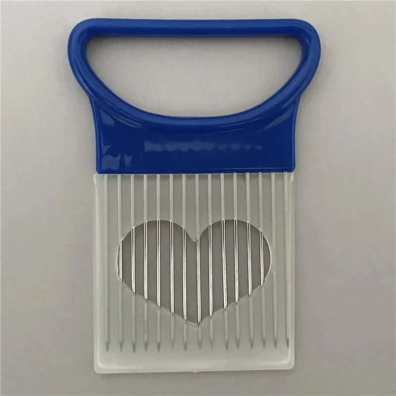 Stainless Steel Onion Cutter Holder Food Slicers Assistant Tomato Onion Slicer Holder Vegetables Cutting Fork Kitchen Gadgets